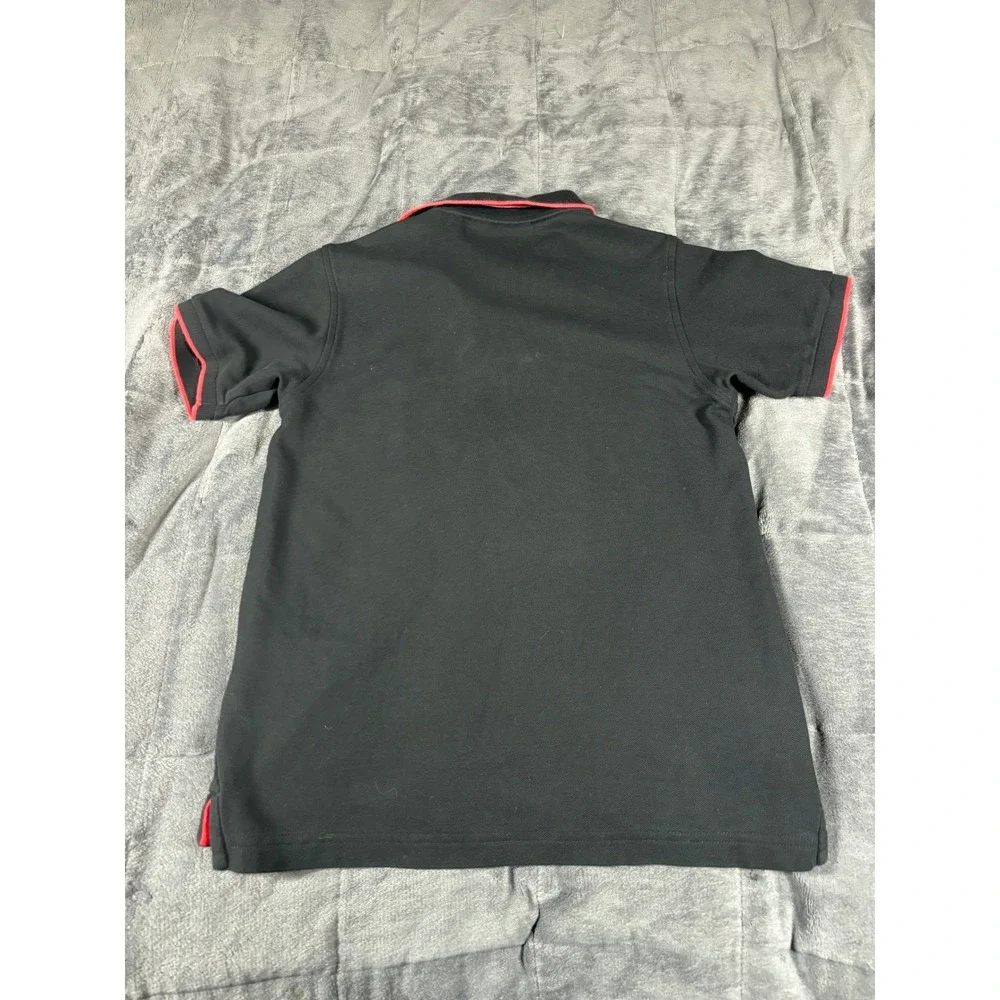 Psycho Bunny Kids Black Red Tipped Short Sleeve Polo Shirt Size L 14-16